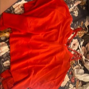 Red cold shoulder short sleeve top